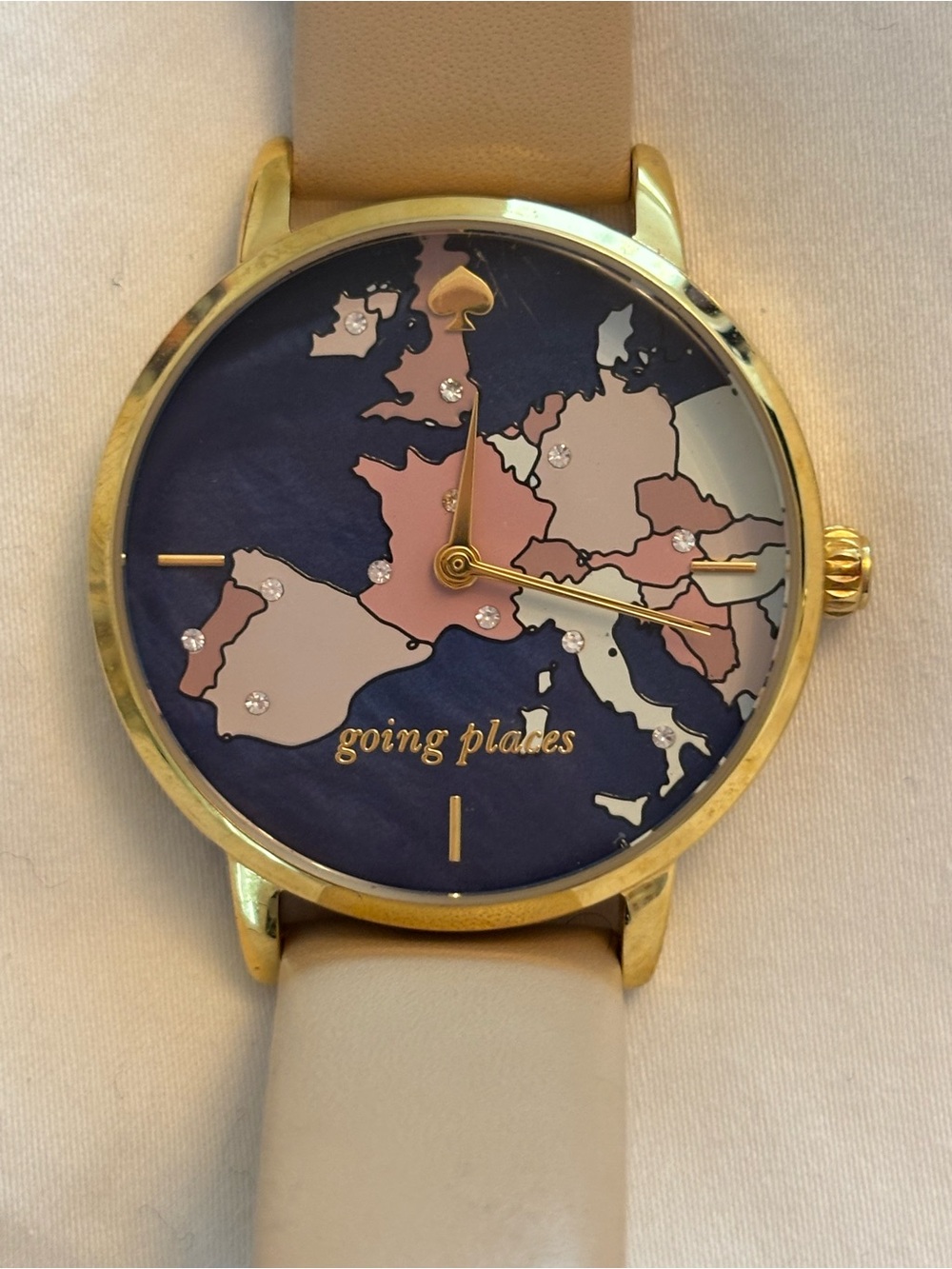 kate spade Gold-Tone Case with Blush Leather Strap Watch